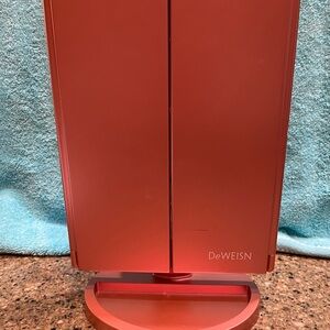 DeWEISN Tri-Fold Vanity Makeup Mirror with 21 LED Lights - Rose Gold